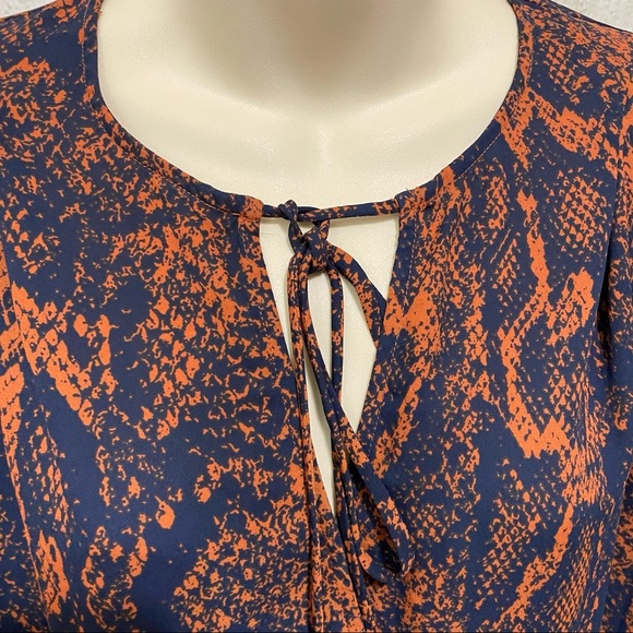 CAbi Style #101 Border Wrap Snake Print Tie Blouse - Picture 2 of 5